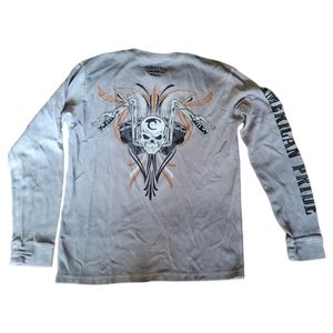 Vtg Iron Horse Originals American Pride Waffle Knit Long Sleeve Mens Shirt M